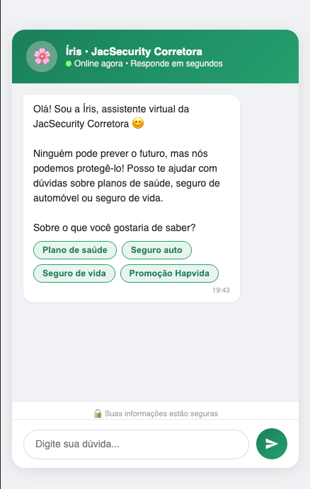 Íris — agente de IA da JacSecurity Corretora
